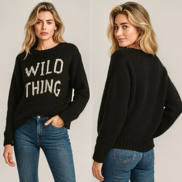 Wooden Ships “Wild Thing” Black Mohair Wool Blend Knit Sweater M/L Cabincore - Picture 1 of 12